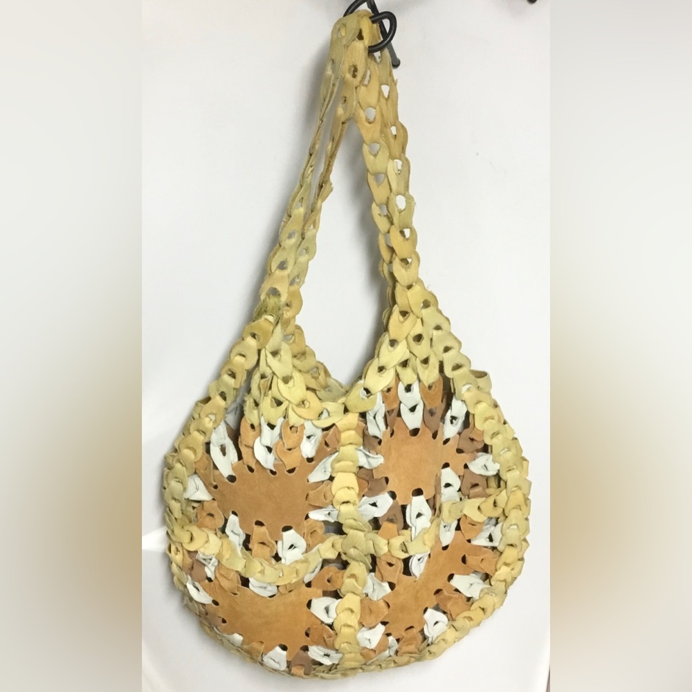 Vintage Handmade Boho Leather Link Patchwork Bag